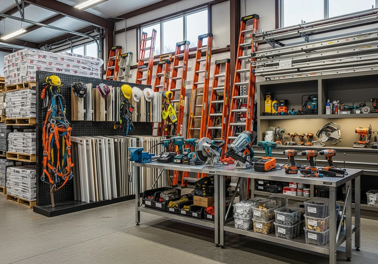 Exterior restoration crew with professional tools and equipment ready for residential home projects.