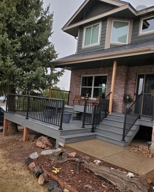Custom residential deck and patio construction in backyard